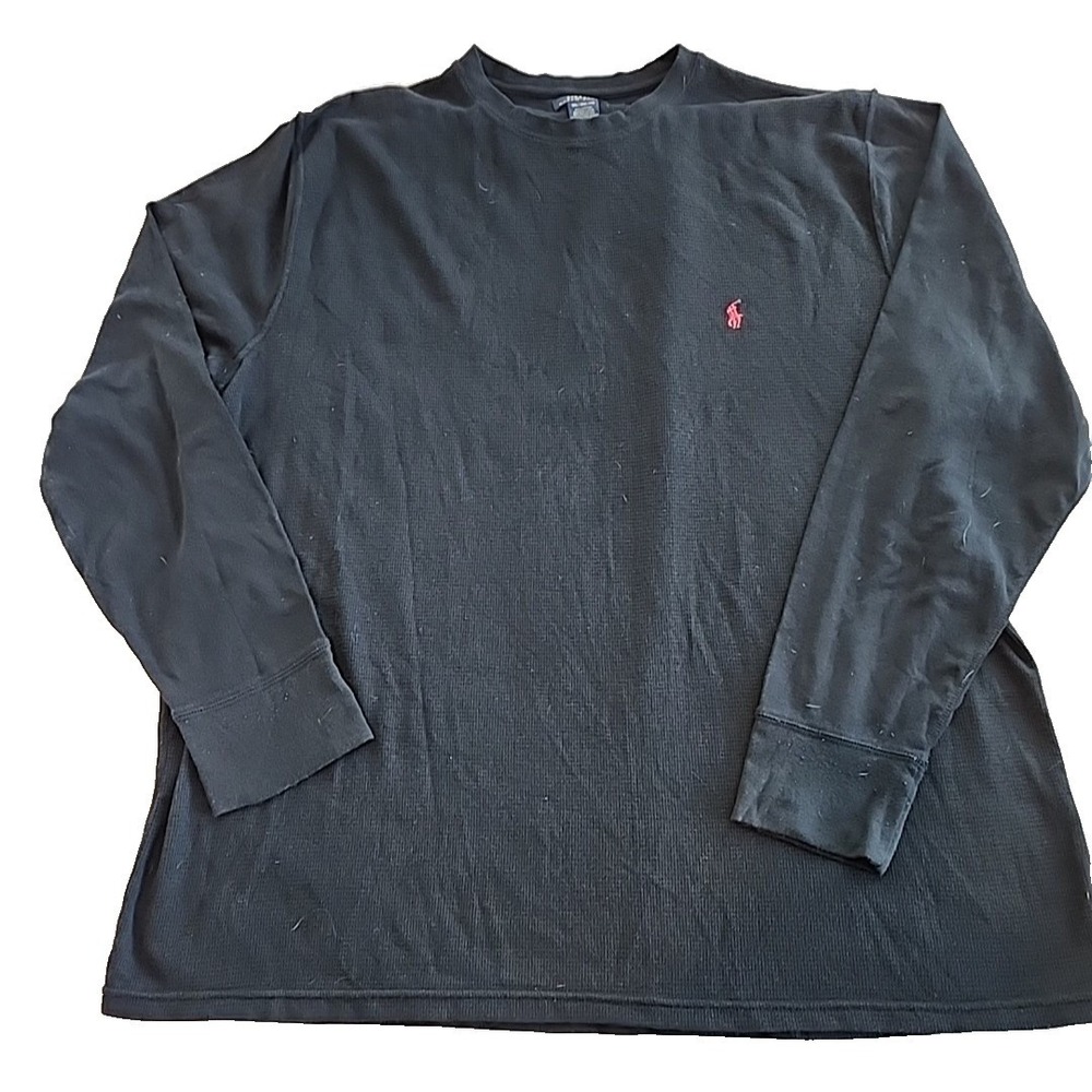 Polo Ralph Lauren 3XL Black Long Sleeve Thermal Shirt Red Pony Logo‎